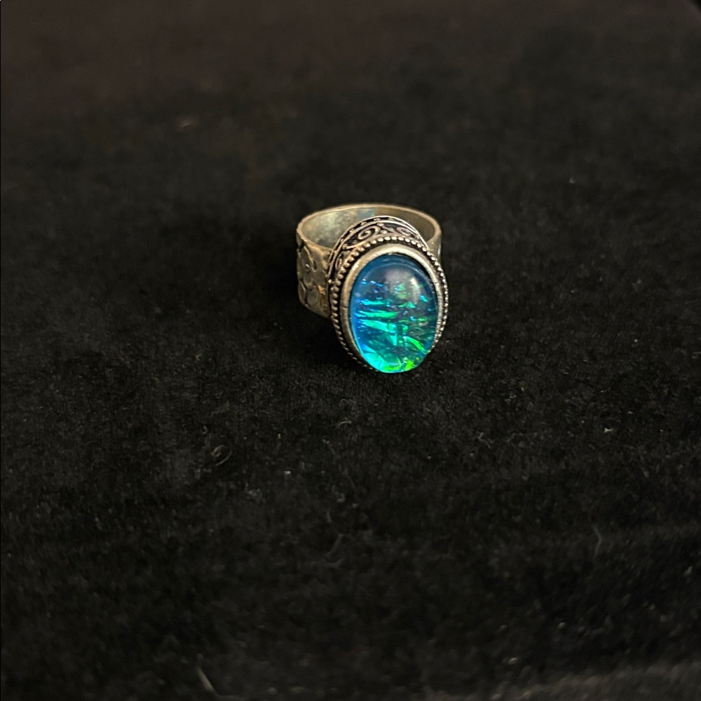 Sterling silver Kyocera stone ring 926 size 5.5